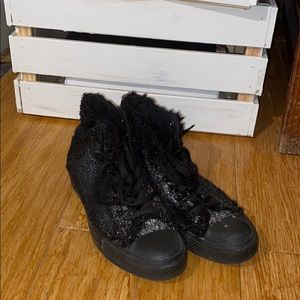 Fur converse sneakers